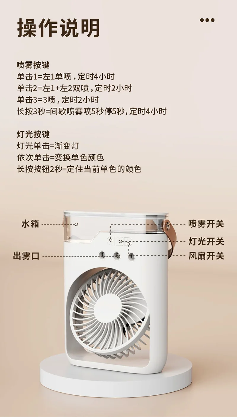 Camping Essential Oil Air Cooler Outdoor Portable Misting Fan with Interchangeable Fragrance Pads,Compact Desktop Cooling System