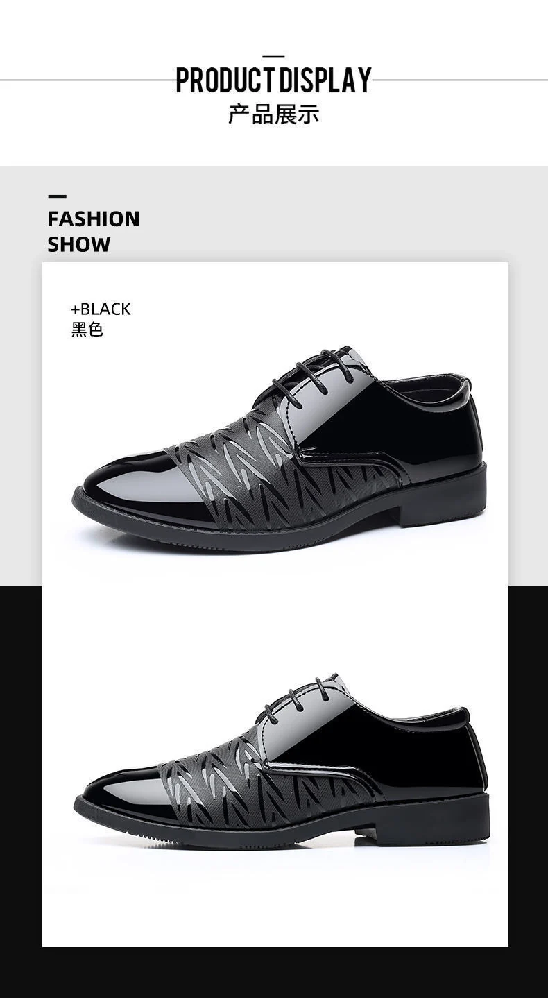 Men's Leather Shoes Men's Shoes 2020 Spring New Youth Business British Black Casual Breathable Dress Shoes
