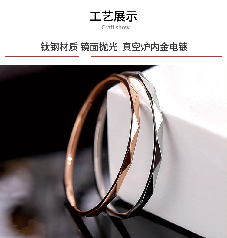 Wish Elegant Korean Style Simple Titanium Steel Ring Women's Diamond Stainless Steel Ring Couple's Fashion Internet Celebrity Ring