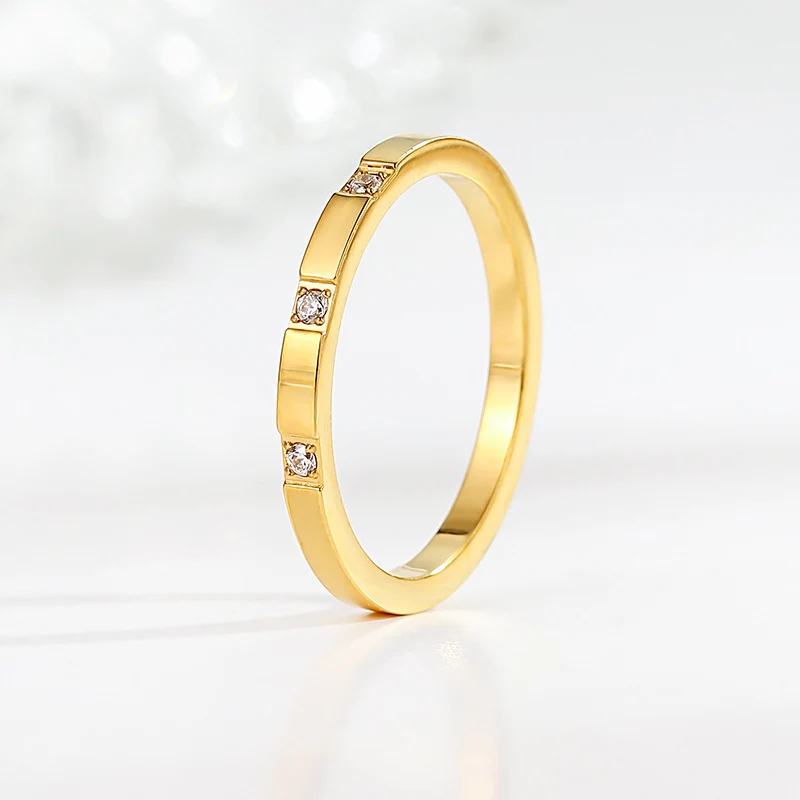 Wish Elegant Korean Style Simple Titanium Steel Ring Women's Diamond Stainless Steel Ring Couple's Fashion Internet Celebrity Ring