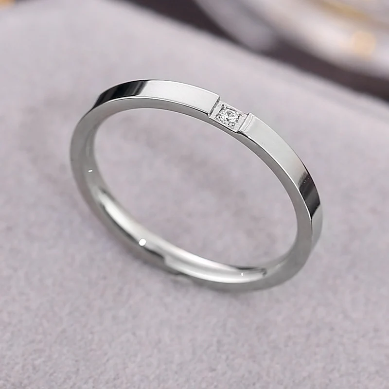 Wish Elegant Korean Style Simple Titanium Steel Ring Women's Diamond Stainless Steel Ring Couple's Fashion Internet Celebrity Ring