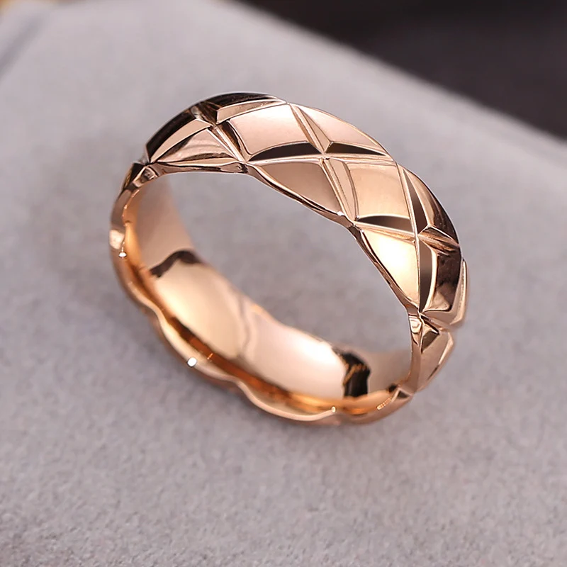 Wish Elegant Korean Style Simple Titanium Steel Ring Women's Diamond Stainless Steel Ring Couple's Fashion Internet Celebrity Ring