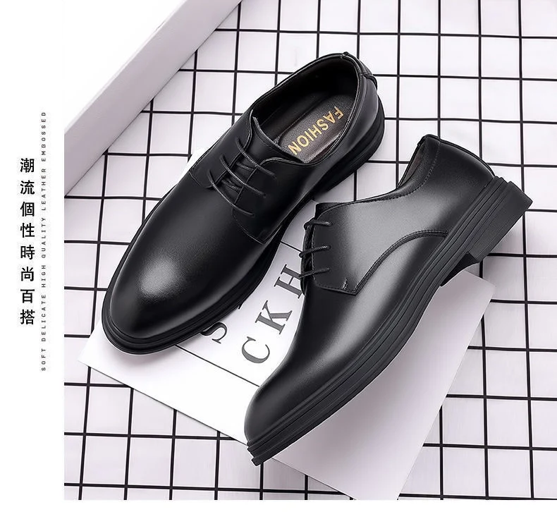 [Real soft leather] men's lace-up business formal wear high-end soft soft leather men's shoes high non-slip wear-resistant casual leather shoes