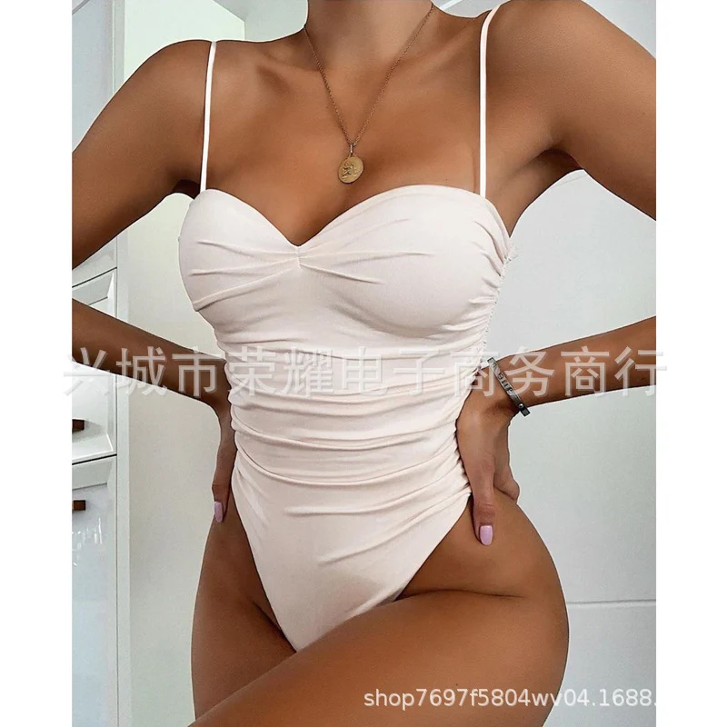 New 2024 Foreign Trade Cross-border Women's One-piece Swimsuit European and American Leopard Print One-piece Swimsuit Bikini Bikini