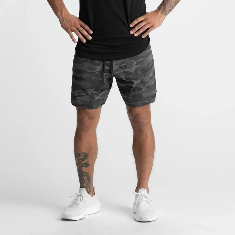 Crazy muscle men's shorts single layer woven quick-drying solid color running fitness sports casual American fifth pants