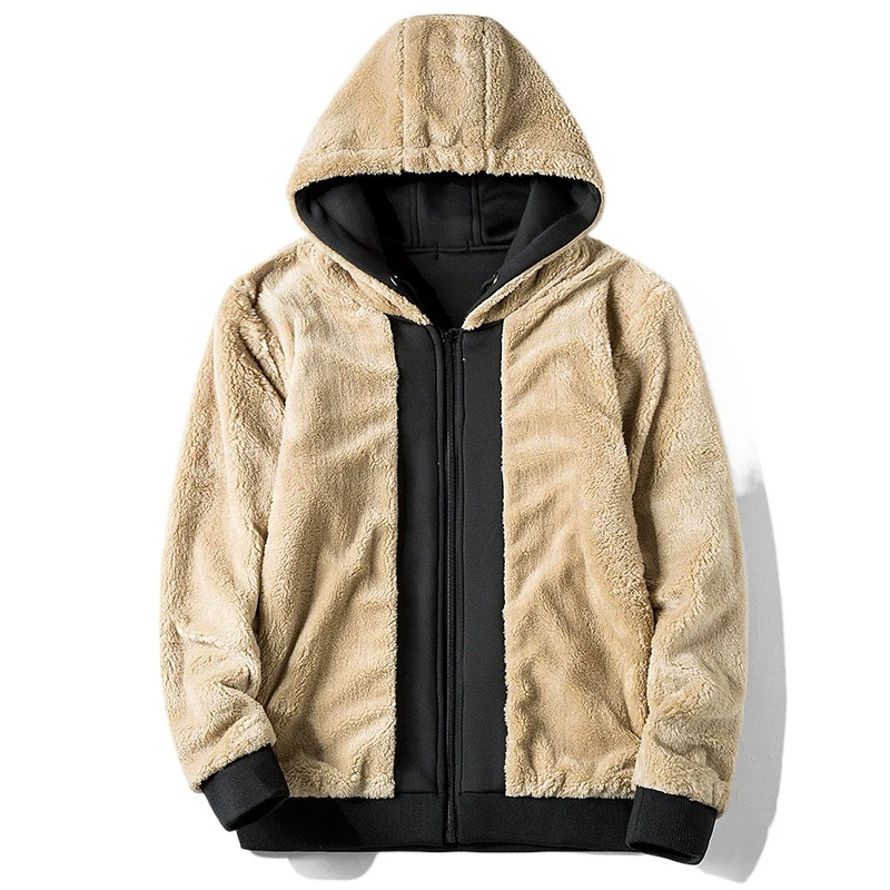 Autumn and Winter New Casual Cardigan Sweater Men's fleece-lined Hooded Men's Sweater Loose Sports Zipper Knitted Jacket