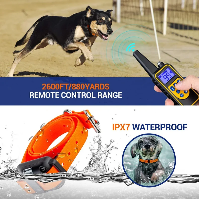 Electric Dog Training Collar Detachable Bark Rechargeable Anti Barking Shock Vibration Collar for All Dogs Pet with Clicker