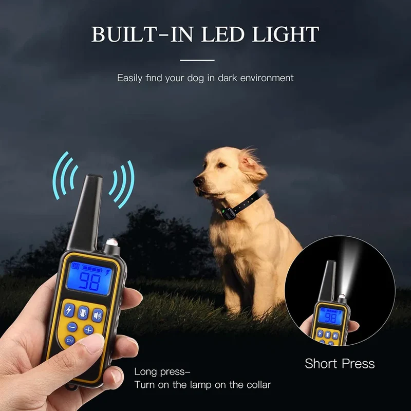 Electric Dog Training Collar Detachable Bark Rechargeable Anti Barking Shock Vibration Collar for All Dogs Pet with Clicker