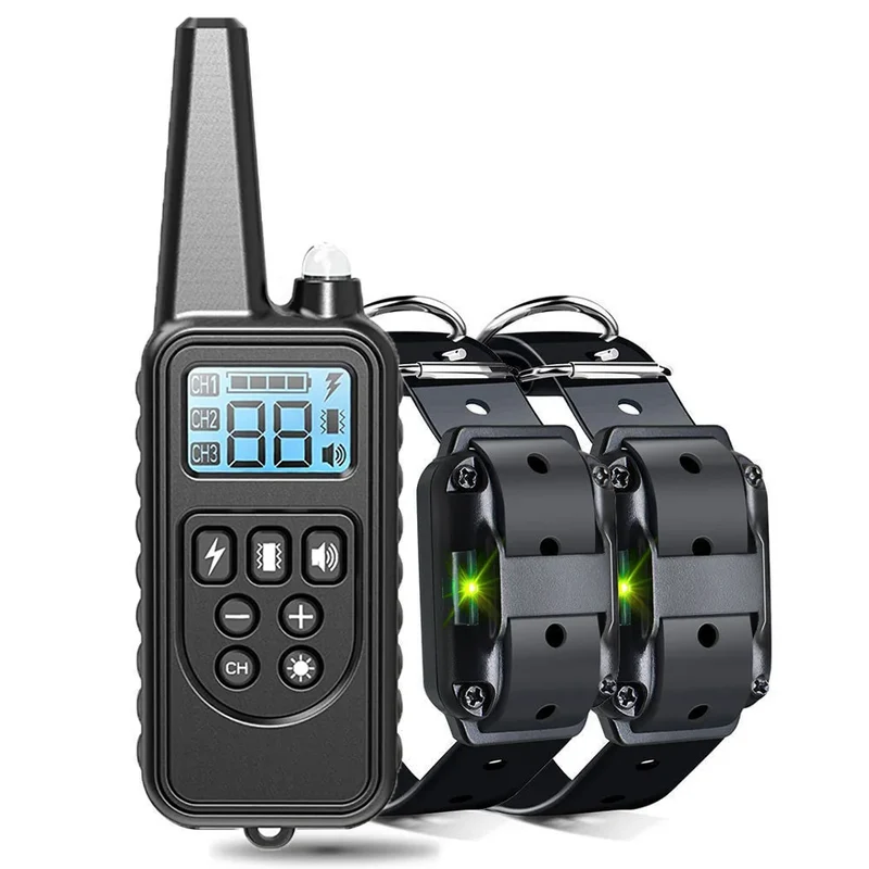 Electric Dog Training Collar Detachable Bark Rechargeable Anti Barking Shock Vibration Collar for All Dogs Pet with Clicker