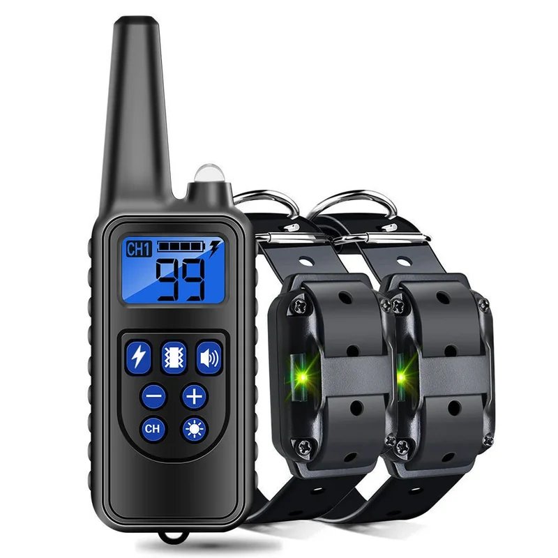 Electric Dog Training Collar Detachable Bark Rechargeable Anti Barking Shock Vibration Collar for All Dogs Pet with Clicker