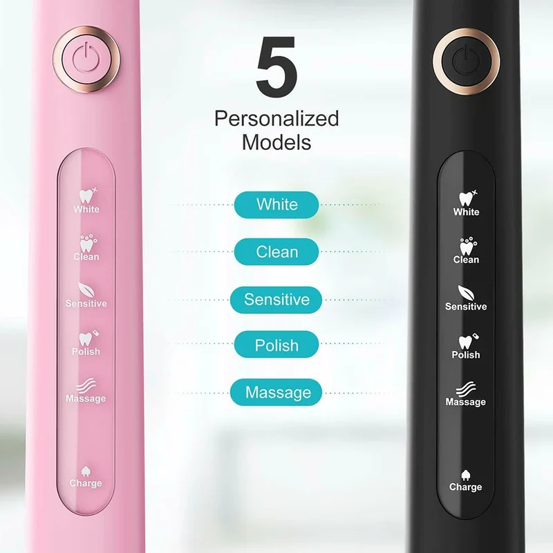 Fairywill Sonic Electric Toothbrush FW-D7 set USB Charge Toothbrushes case for Adult with tooth brush Heads 5 Mode Smart Time