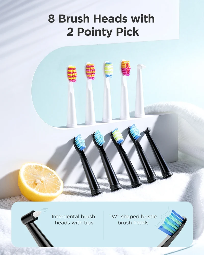 Fairywill Sonic Electric Toothbrush FW-D7 set USB Charge Toothbrushes case for Adult with tooth brush Heads 5 Mode Smart Time