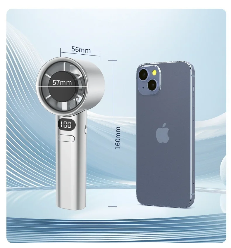 HOMEFISH Portable Handheld Fan USB Rechargeable High-Speed Electric Cooling Fan for Personal Use