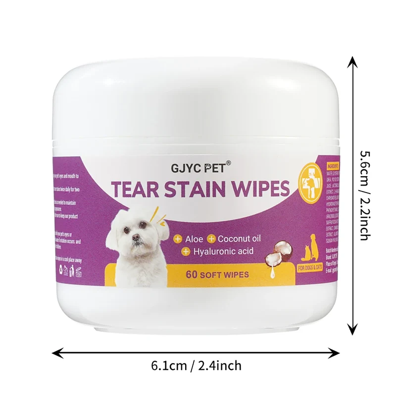 1-Pack Gentle Pet Eye Wipes - Plant Extracts No Irritation Tear Stain Remover for Cats Dogs Portable Eye Care Essentials