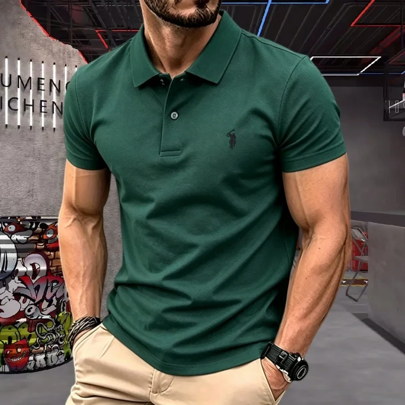 100% pure cotton high-end brand men's short sleeve polo shirt 2026 summer luxury fashion pony embroidery golf top casual T-shirt