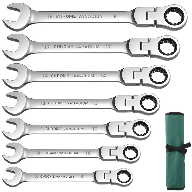 72-Tooth 8-19mm Ratchet Wrench Set Metric, Multi-Function for Garage Home DIY Repair Maintenance Ideal Party Gift