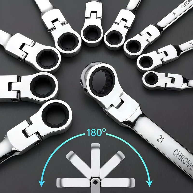72-Tooth 8-19mm Ratchet Wrench Set Metric, Multi-Function for Garage Home DIY Repair Maintenance Ideal Party Gift