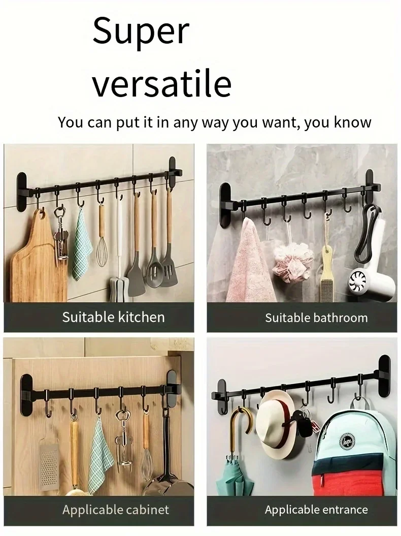 1 Piece Of Kitchen Equipment Storage Rack Such As Pot Lid And Spatula Wall-Mounted Hook Rack Multi-Way Storage For Kitchen Items
