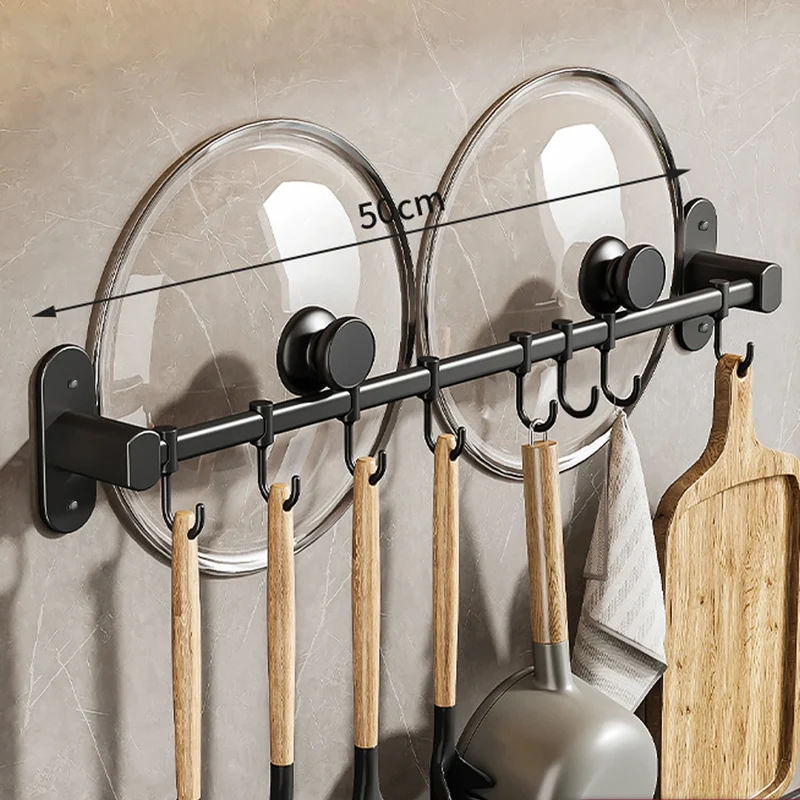 1 Piece Of Kitchen Equipment Storage Rack Such As Pot Lid And Spatula Wall-Mounted Hook Rack Multi-Way Storage For Kitchen Items