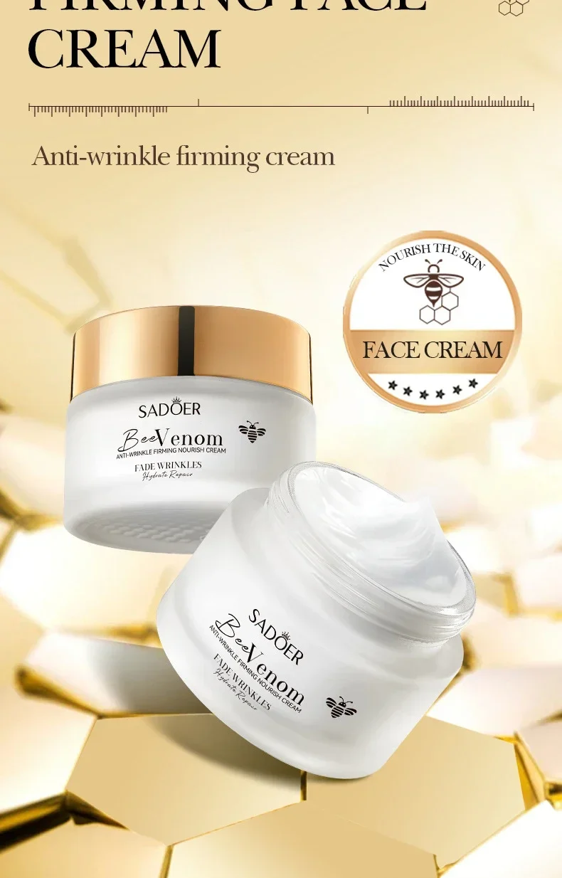 New Bee Venom Anti-aging Face Cream Fade Wrinkle Firming Lifting Facial Cream Forehead Wrinkle Removal Moisturizing Skincare 50g