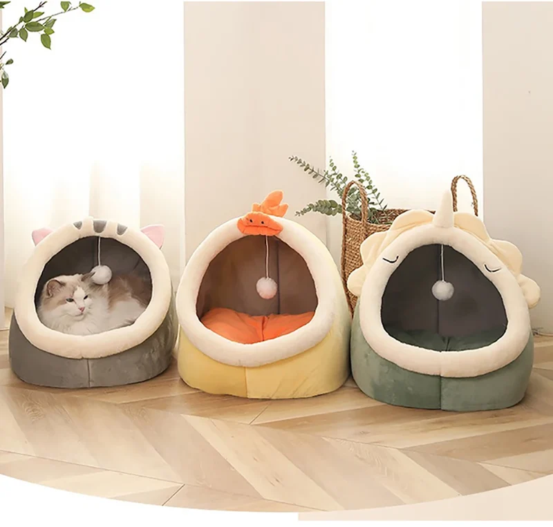 Deep Sleep Cat Bed Cartoon Pet Bed Foldable Removable Washable Pet Sleeping Bed for Small Dog Mat Bag Cave Cats Bed