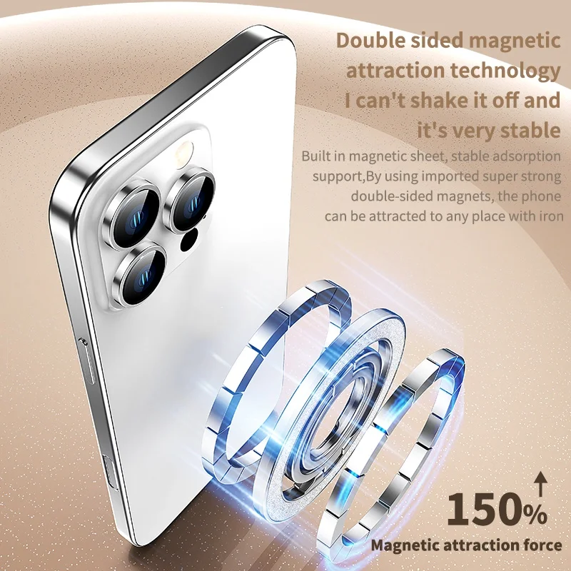 Mobile Phone Strong Magnetic Holder for Magsafe Double-sided Magnet Stand Portable Folding Ring Bracket for Xiaomi iPhone 14 15