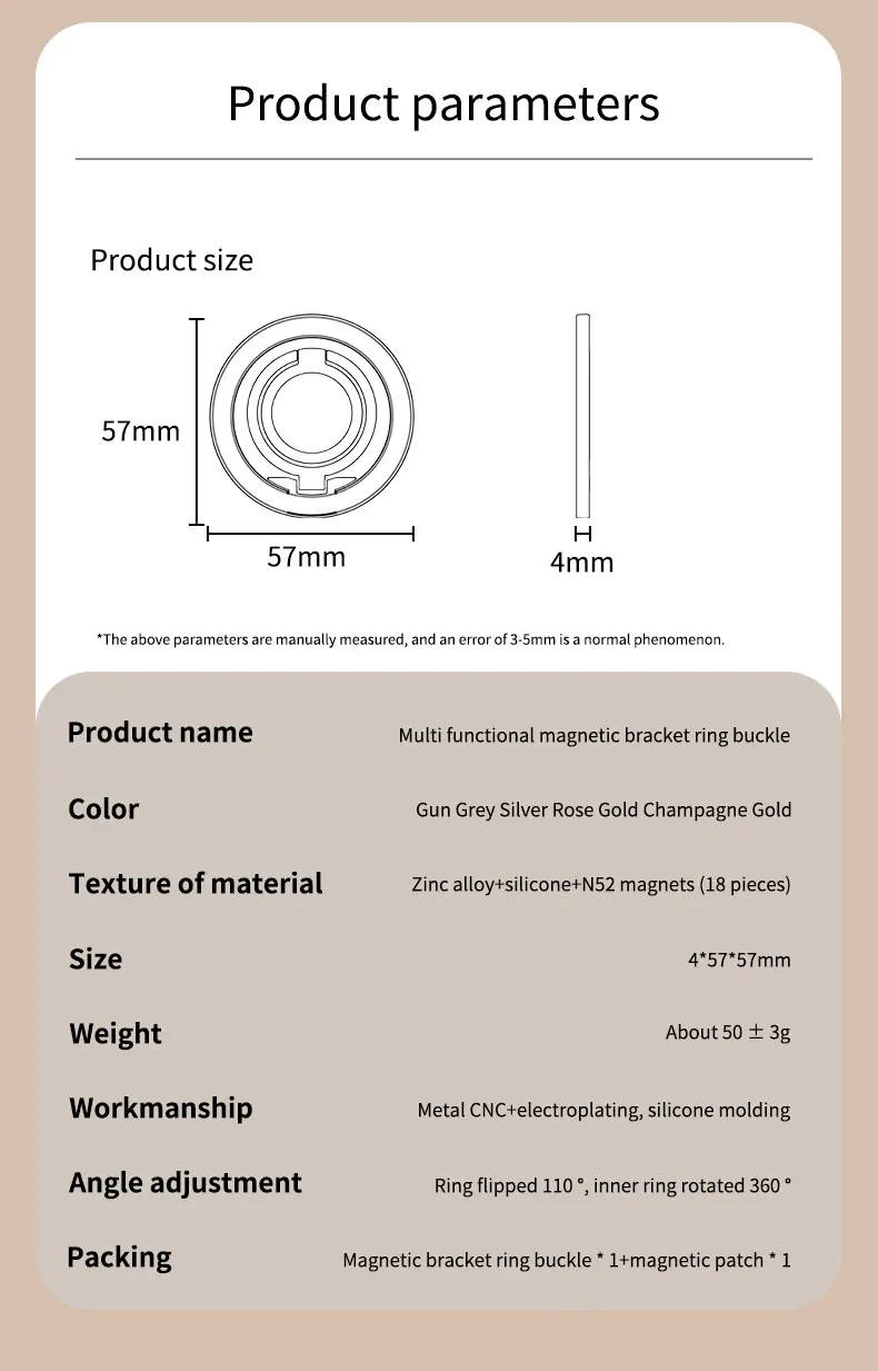 Mobile Phone Strong Magnetic Holder for Magsafe Double-sided Magnet Stand Portable Folding Ring Bracket for Xiaomi iPhone 14 15