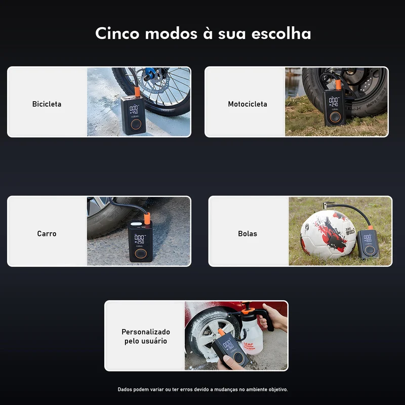 60W Wireless Portable Inflation Pump, 1800mAh Dual Battery, 5 Modes (Car/Bicycle/Motorcycle), LED, Auto Shut-Off, Type-C