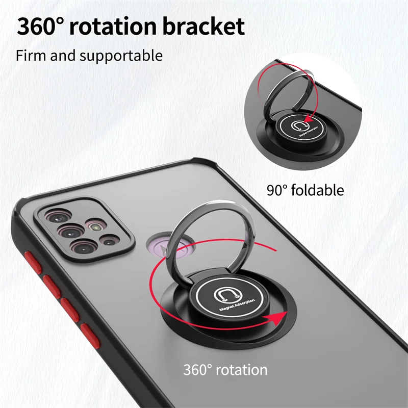 Funda For Motorola G10 G20 G30 Case Shockproof Armor Magnetic Holder Ring Case For Moto G31 G41 G51 G71 Hard PC Matte Back Cover