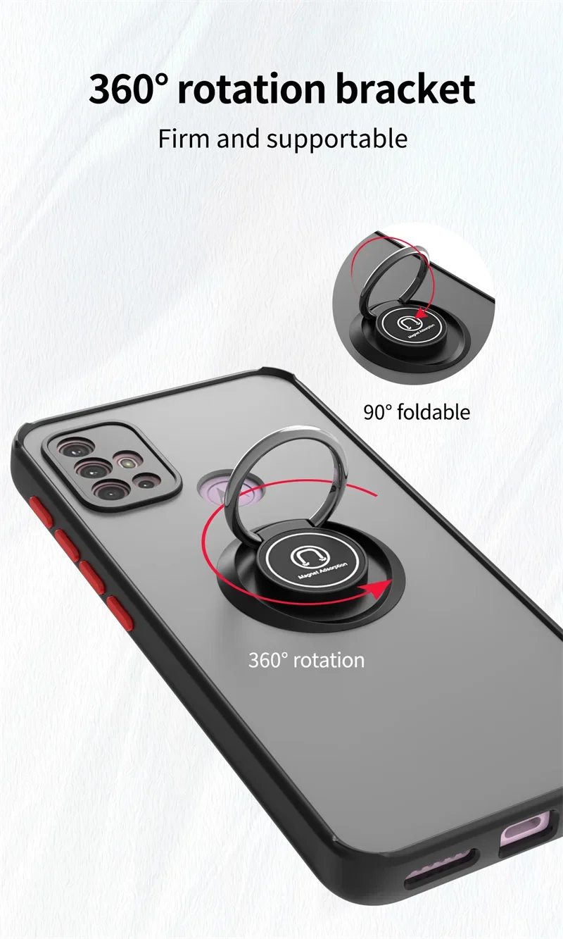 Funda For Motorola G10 G20 G30 Case Shockproof Armor Magnetic Holder Ring Case For Moto G31 G41 G51 G71 Hard PC Matte Back Cover