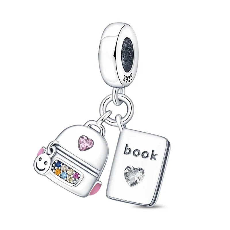 2025 Hot Sale Pink zircon aircraft passport cross Charm Beads Fit 925 Sterling Silver Original women Bracelet DIY Jewelry Gift