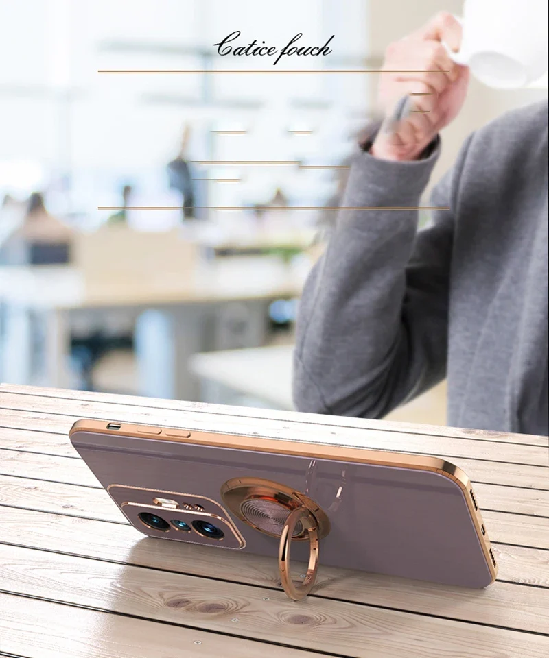 Luxury Plating Silicone Magnetic Holder Stand Case For XiaoMi 13T 14T Redmi 13C 14C 4G Note 12 13 14 Pro Plus 5G Back Cover