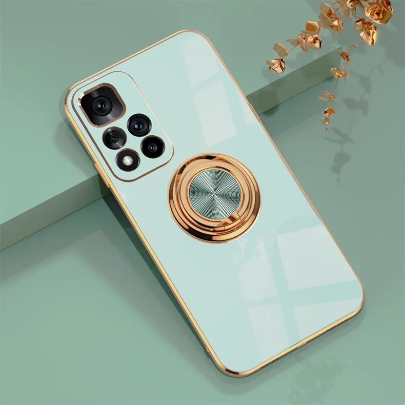 Luxury Plating Silicone Magnetic Holder Stand Case For XiaoMi 13T 14T Redmi 13C 14C 4G Note 12 13 14 Pro Plus 5G Back Cover