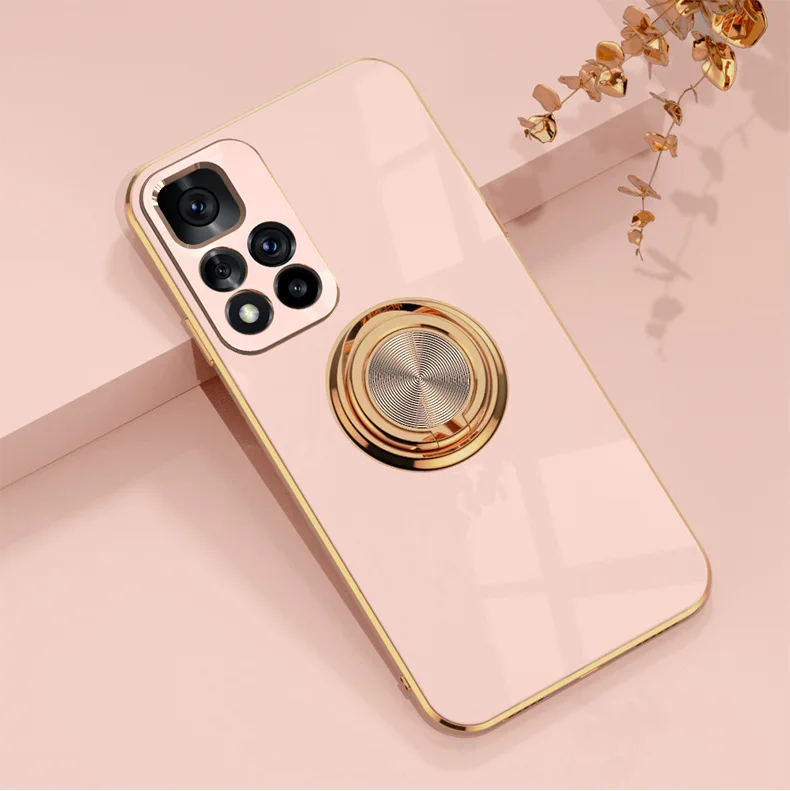 Luxury Plating Silicone Magnetic Holder Stand Case For XiaoMi 13T 14T Redmi 13C 14C 4G Note 12 13 14 Pro Plus 5G Back Cover