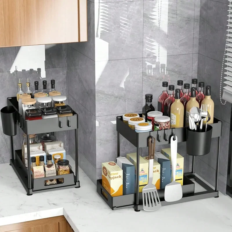 1/2PCS Under Sink Organizers And Storage, Large Capacity Heavy Load Pull-Out Under Sink Shelves With Sliding Drawer For Kitchen And Bathroom,Halloween Gifts