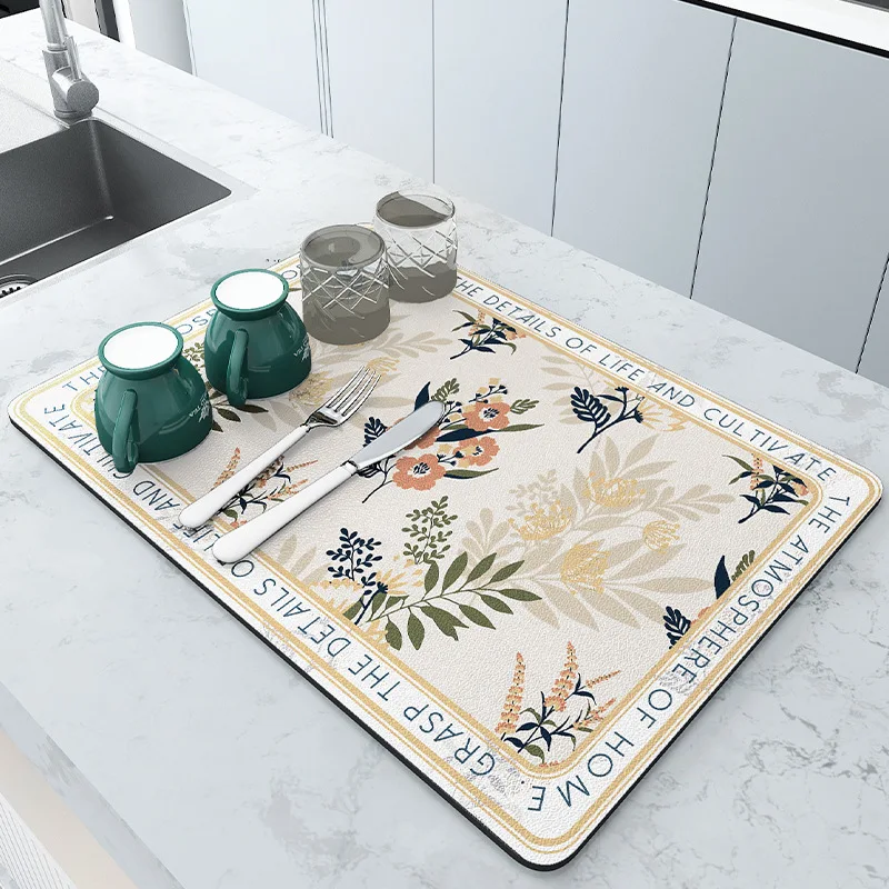 Super Antiskid Large Kitchen Absorbent Draining Mat Super Absorbent Draining Coffee Dish Drying Mat Quick Dry Bathroom Drain Pad