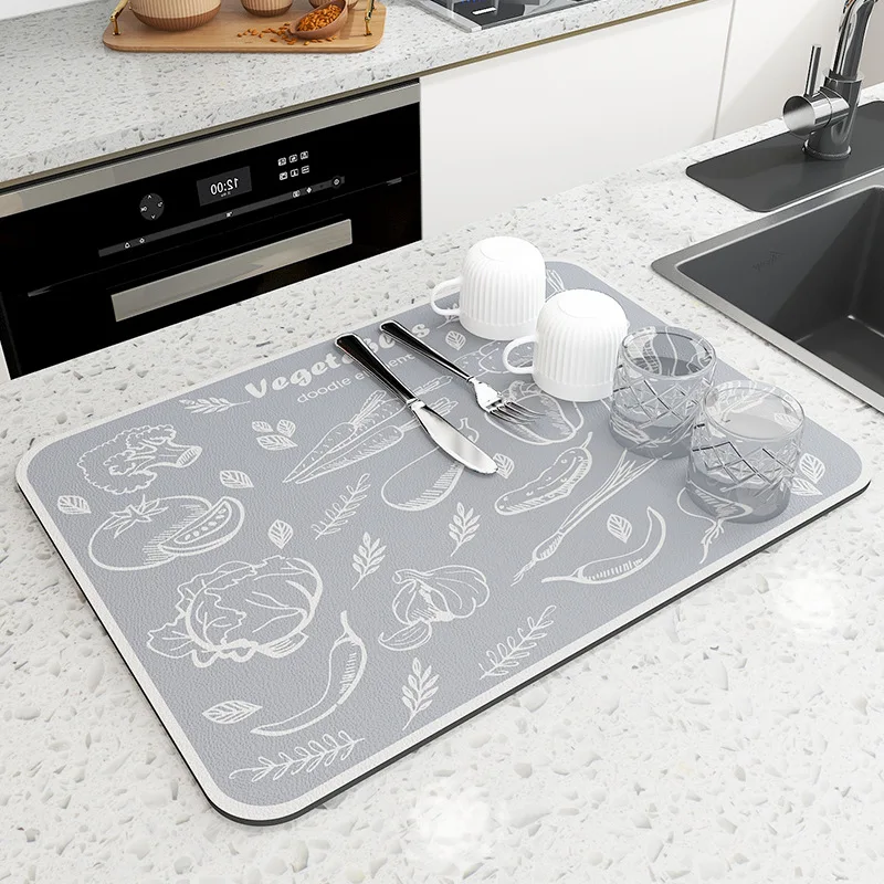 Super Antiskid Large Kitchen Absorbent Draining Mat Super Absorbent Draining Coffee Dish Drying Mat Quick Dry Bathroom Drain Pad