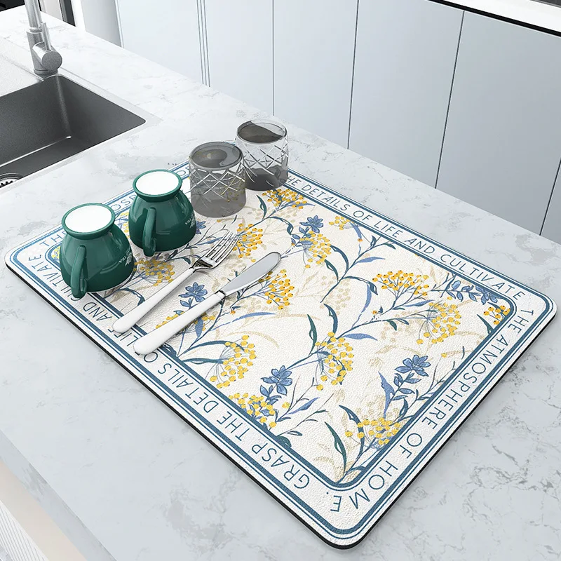 Super Antiskid Large Kitchen Absorbent Draining Mat Super Absorbent Draining Coffee Dish Drying Mat Quick Dry Bathroom Drain Pad
