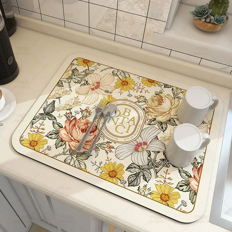 Super Antiskid Large Kitchen Absorbent Draining Mat Super Absorbent Draining Coffee Dish Drying Mat Quick Dry Bathroom Drain Pad