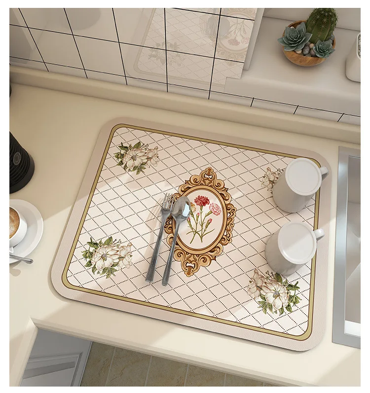 Super Antiskid Large Kitchen Absorbent Draining Mat Super Absorbent Draining Coffee Dish Drying Mat Quick Dry Bathroom Drain Pad