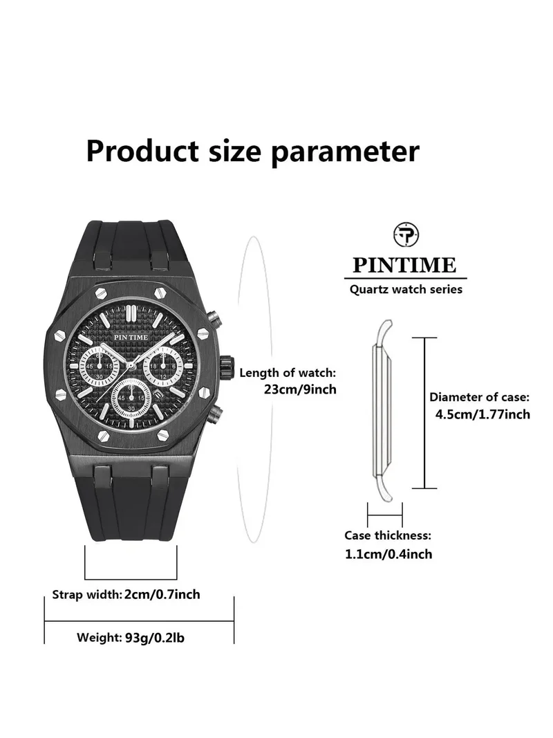 Foreign Trade Products: Men's Watch with Three Dials, Multi-Functional, Sports, Waterproof, Men's Fashion Casual Watch, Cross-Border Hot-Selling Item