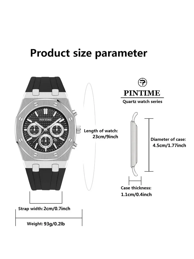 Foreign Trade Products: Men's Watch with Three Dials, Multi-Functional, Sports, Waterproof, Men's Fashion Casual Watch, Cross-Border Hot-Selling Item