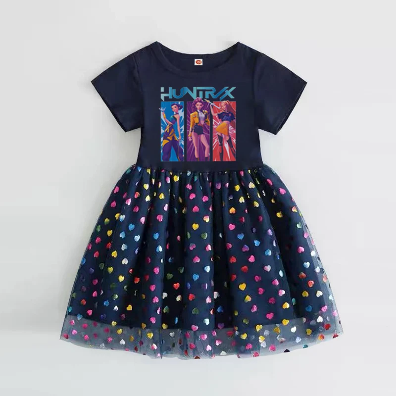 New Girls Dress Summer Short-Sleeved Princess Dress Children's Clothing Children's Gauze Skirt Girl Skirt Hunter Witch Group