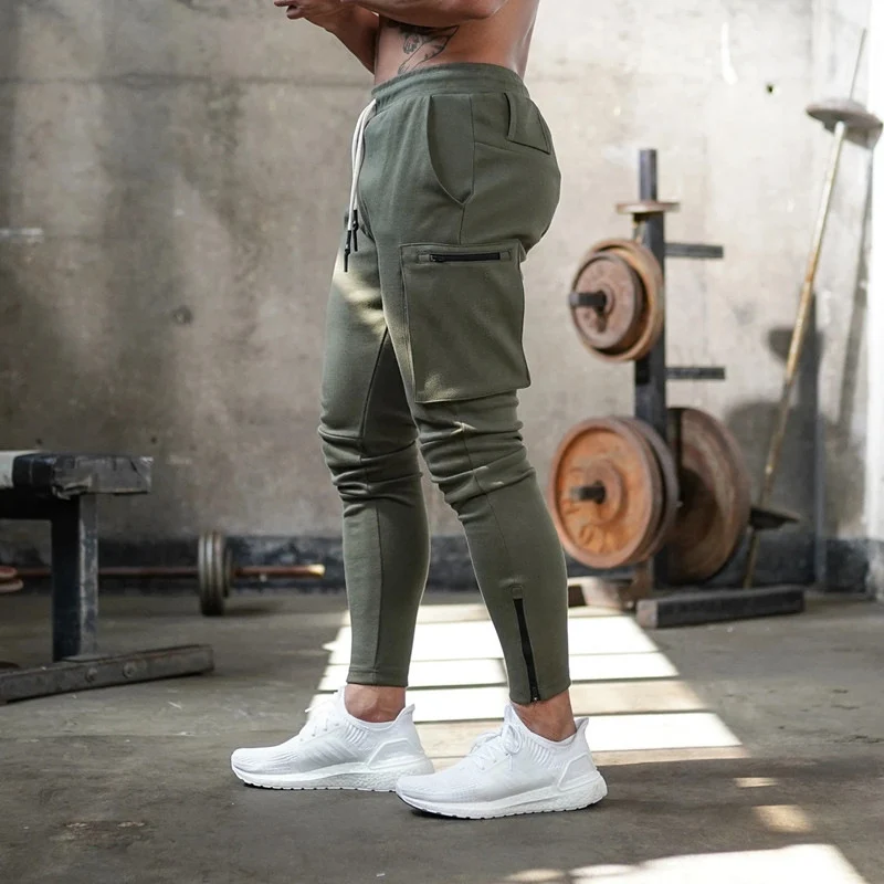 Cross-Border Men's Casual Versatile Sports Overalls Cotton Running Fitness Camouflage Trousers Zipper Decorative Trousers