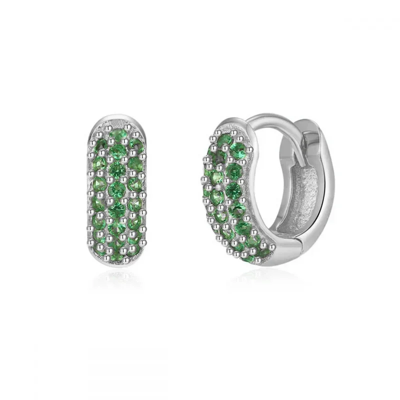 European and American Classic Ins Style Color Zircon Light Luxury Heavy Industry Round Ear Buckle Trendy high quality 24K Gold Plated Earrings