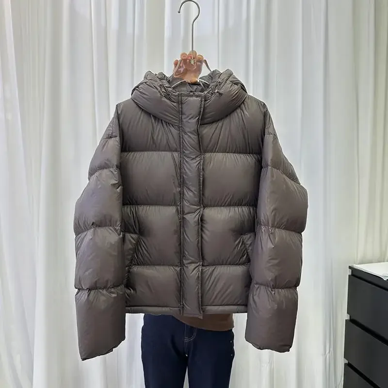 Short, Thick Cotton Jacket for Petite Women, 2026 Winter Trendy Fashion New Hooded Warm Puffer Jacket