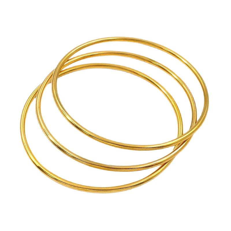 Cross-Border Round Simple Bracelet Titanium Steel Non-Fading Jewelry Light Luxury High-End Coil Bracelet Stainless Steel Jewelry