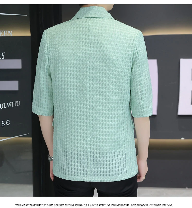 Summer half sleeve thin suit Korean style men's half sleeve fashionable fashionable jacket slim fit trendy summer small suit