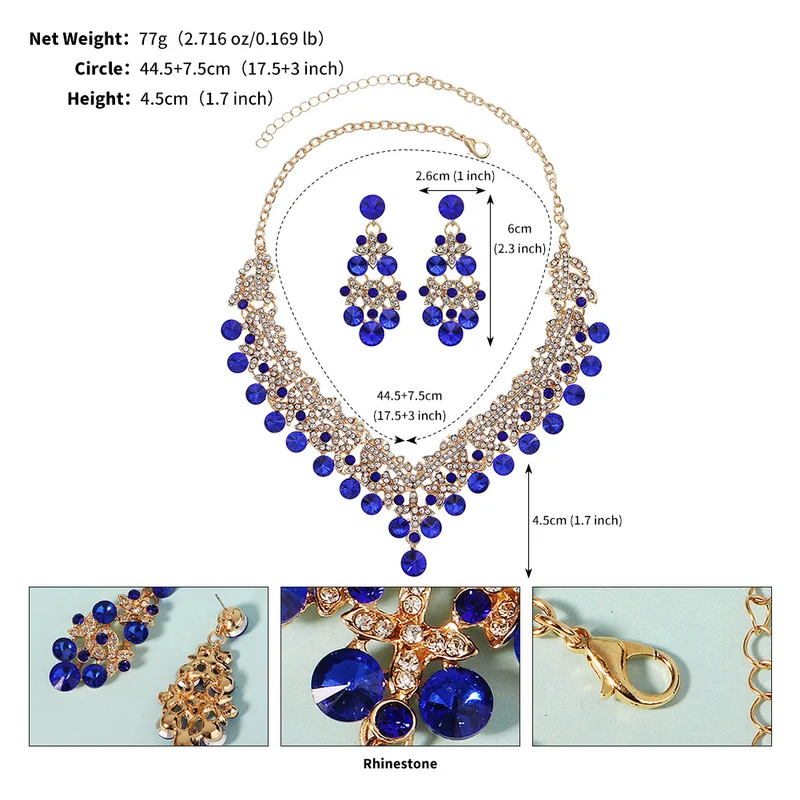 European and American Bride Jewelry Three-piece Suit High-class Dance Wedding Jewelry Alloy Diamond Crown Necklace Earrings suit
