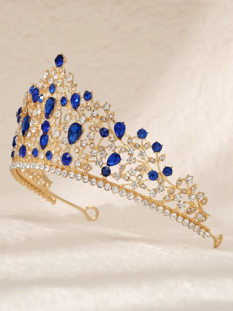 European and American All-match Bride Wedding Hair Accessories Light Luxury Full Diamond Birthday Party Crown Baroque Vintage Rhinestone Crown